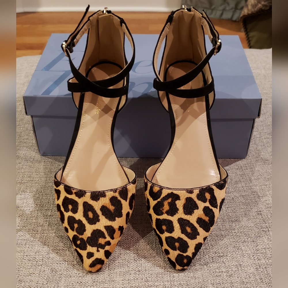 Essex Lane Leopard Print Ankle Strap flats